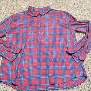 Southern Tide Women’s Red and Blue Plaid Button-Up (popover)Shirt